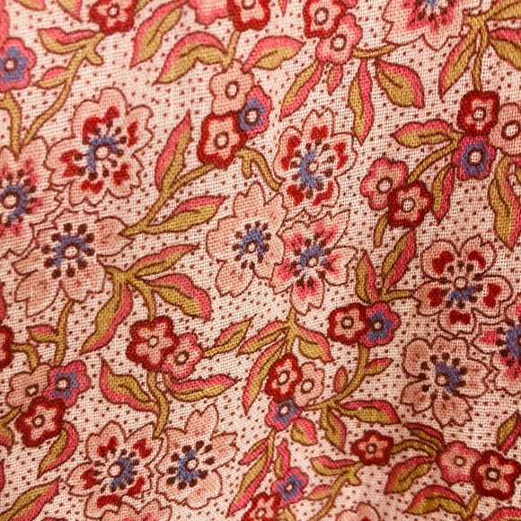 Sundance orange & brown floral print lace trim asymmetric flounce maxi dress. S - Picture 5 of 8